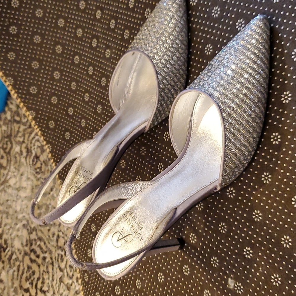 Adrianna Papell Silver Slingback Heels
